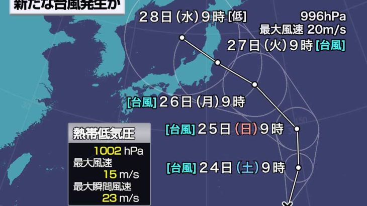 明日24日に台風8号が発生　五輪中の関東を直撃か？