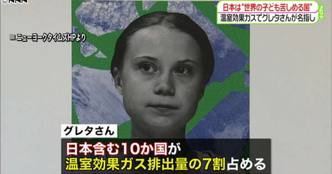 【中、米、露と日含む10か国】グレタさん“日本は世界の子ども苦しめる”