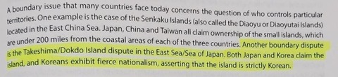 米高校教科書「独島は韓国人が甚だしい民族主義で領有権主張」　他にも「日本海」「満州属国」
