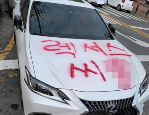 【韓国】違法駐車のレクサスに赤のスプレーで『レクサス××』･･･ネチズン「器物破損だ」vs「スカッとした」