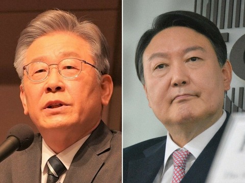 韓国大統領選挙支持率、李在明４１．１％・尹錫悦４０．１％…誤差範囲内の接戦