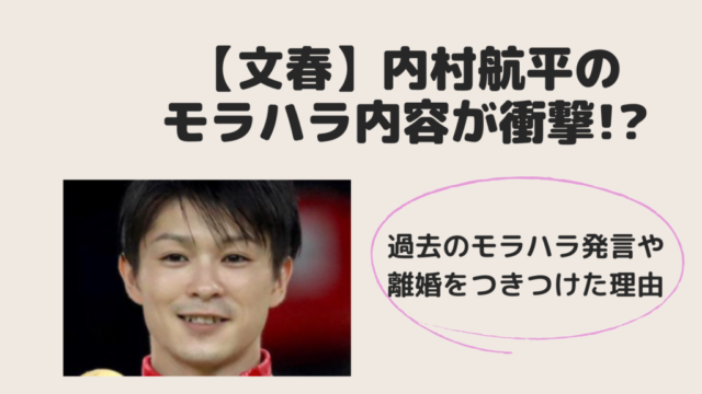 【衝撃】内村航平に文春砲「モラハラ離婚トラブル」モラハラの内容はこちらから