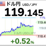 【悪い円安】ドル円、119.25円