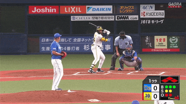 阪神１ー０DeNA　1回裏　メル・ロハス・ジュニア　満塁押し出し四球で先制