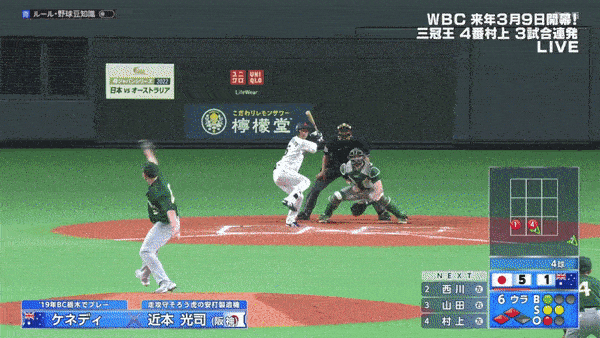 侍ジャパン強化試合　日本７－１オーストラリア　近本光司　2点タイムリーヒット