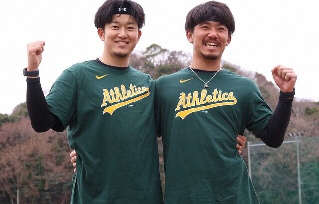 阪神・岩貞＆伊藤将が自主トレ公開　アスレチックスのユニ着用で藤浪に連日の“エール”