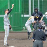 阪神・湯浅　シート打撃で３連打許すも、いきなり１５５キロ計測　ＷＢＣ球を使用