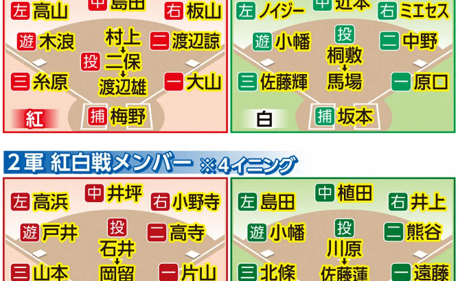 阪神高卒ルーキー・ドラ3井坪＆ドラ5戸井　さあアピール第1弾　紅白戦は具志川組でスタメン出場へ