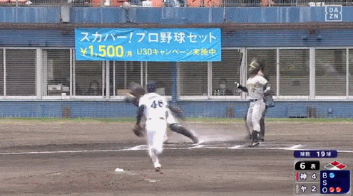 【阪神】熊谷がワイルドピッチの間に、二塁から一気にホームに生還！！