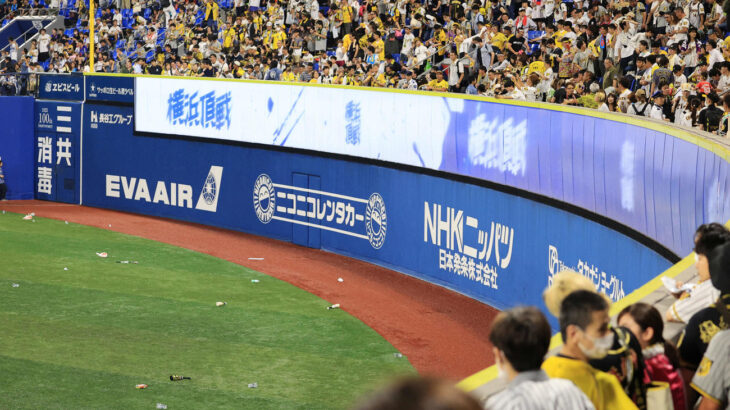 【朗報】グラウンドにゴミを投げ込んだ阪神ファン、警察沙汰になりそう