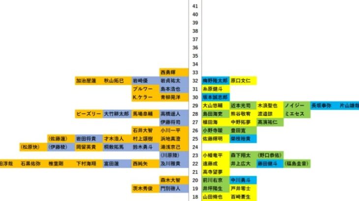 【画像あり】阪神の年齢構成がヤバいｗｗｗｗｗ「将来の成功が約束されてる」