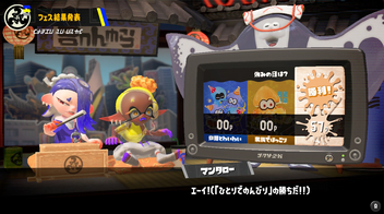 スプラトゥーンフェス、休みの日は？「ひとりでのんびり」チームの勝利！！