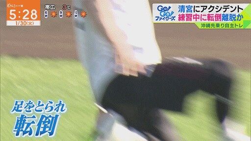 【gif】清宮が怪我した瞬間、ガチで痛々しい