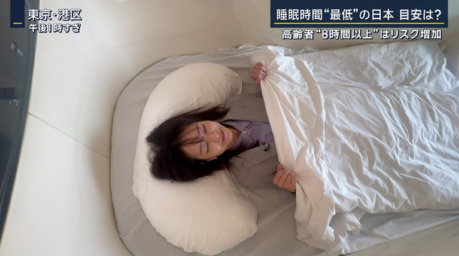 下村彩里アナ　レポートでベットに寝る！！【GIF動画あり】