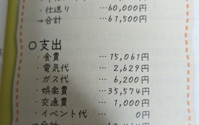 【悲報】北大JD、とんでもない家計簿を披露