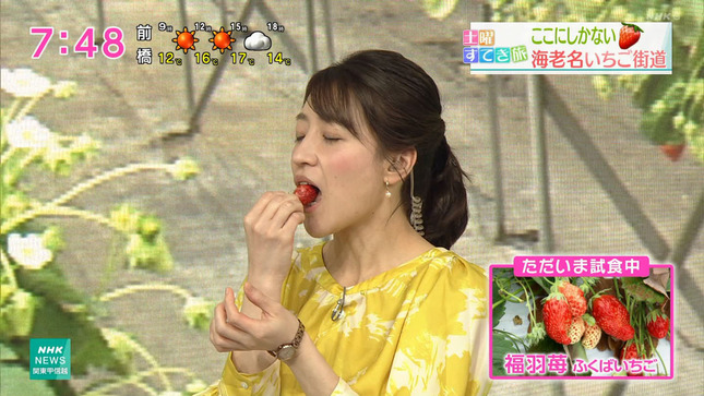 赤木野々花アナ　いちごを食べる！