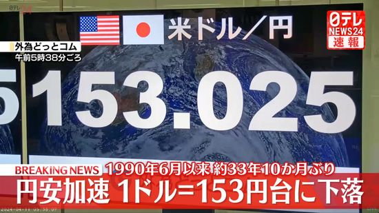 【為替】日本終了？円相場急落！１ドル＝１５３円台への下落に市場騒然(4/11)