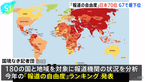 日本のマスゴミが「報道の自由度ランキングの順位が下がった」と大騒ぎしている現実←自分達のせいでしたｗｗｗｗｗｗｗｗｗｗｗ