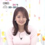 井上清華アナ　ニットで胸元を強調！！