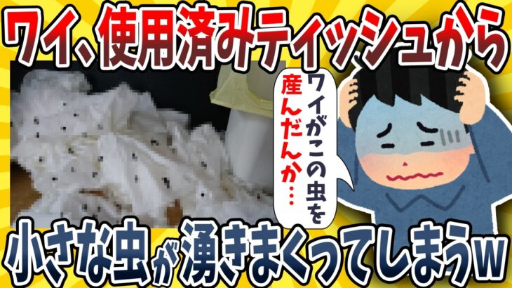 【仰天】ワイ、使用済みティッシュから小さな虫が誕生しまくってしまうwwww