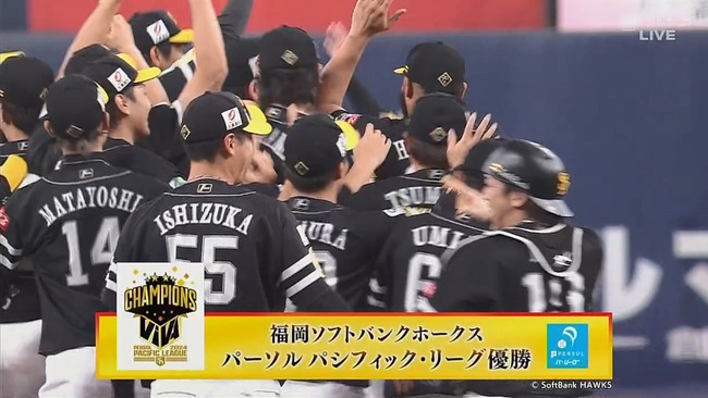 【オリックス対ソフトバンク23回戦】ソフトバンク、ぶっちぎりで4年ぶり20度目のパ・リーグ制覇！！！！！！！！！！！！！！！！！！！