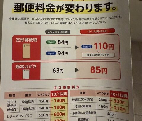 【悲報】郵便局「10月から、はがき一枚出すのに85円切手買ってくださいね！」→年賀状民、逝く