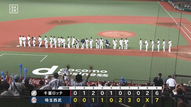 【西武対ロッテ18回戦】西武が７－６でロッテに逆転勝利し連敗４でストップ！苦手ロッテに連勝！外崎が勝ち越しタイムリー！