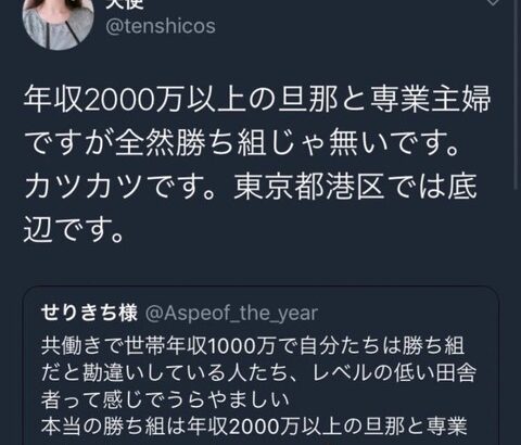 【悲報】年収2000万主婦「全然勝ち組じゃない。毎月カツカツで赤字の方が多い。」