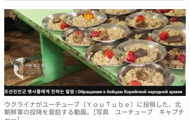 ウクライナ「北朝鮮兵さん、投降すれば1日3食、肉付きで提供するよ♥」