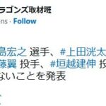 中日が中島宏之、上田洸太朗、竹内龍臣ら５選手に戦力外通告