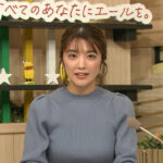 塚田舞アナ　ピチピチのニットで巨乳がくっきり！！【GIF動画あり】