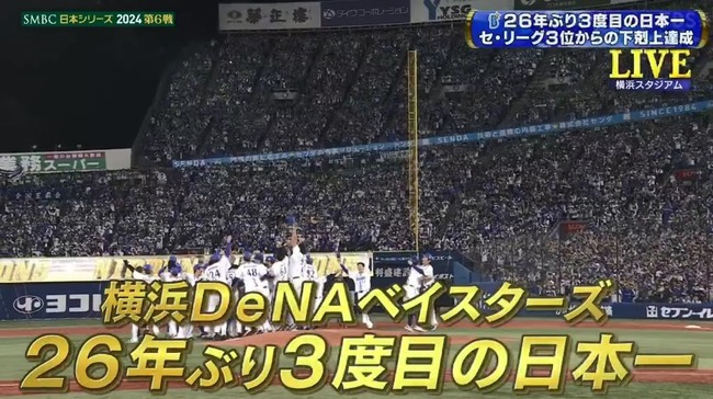 【日本シリーズ第6戦】横浜DeNAベイスターズ２６年ぶり３度目の日本一！！！！！！！！！！！！！！！！！！！！！！！！！！！！