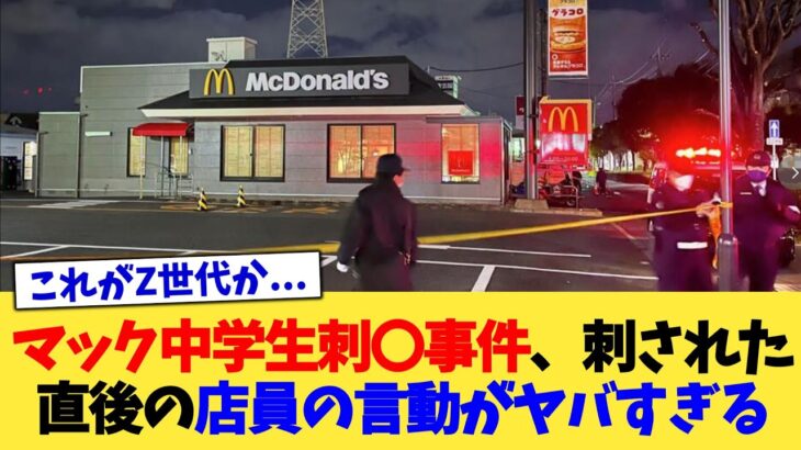 【動画】マック中学生刺〇事件、刺された直後の店員の言動がヤバすぎる