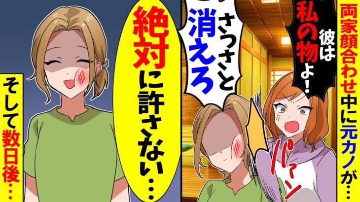 【衝撃】両家顔合わせ当日夫の幼馴染が突然「彼と結婚するから出て行け!」と怒鳴ってきた→自分の方が愛されてると張り合ってきたが幼馴染の反応が…