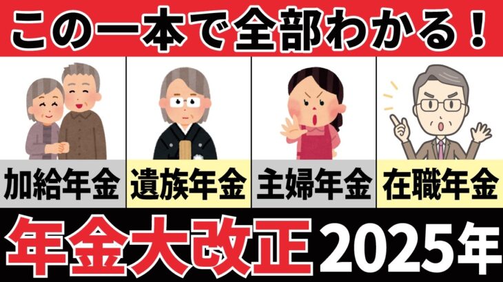 【総まとめ】5年に一度の年金大改正2025年【加給年金・遺族年金・主婦年金106万円の壁・国民年金・在職年金】