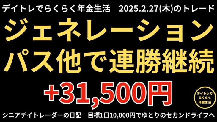 2025年2月27日　デイトレでらくらく年金生活　シニアデイトレーダーの日記