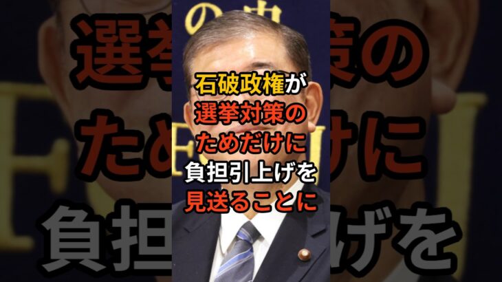 【衝撃】石破政権が選挙対策のためだけに負担引き上げを見送ることに