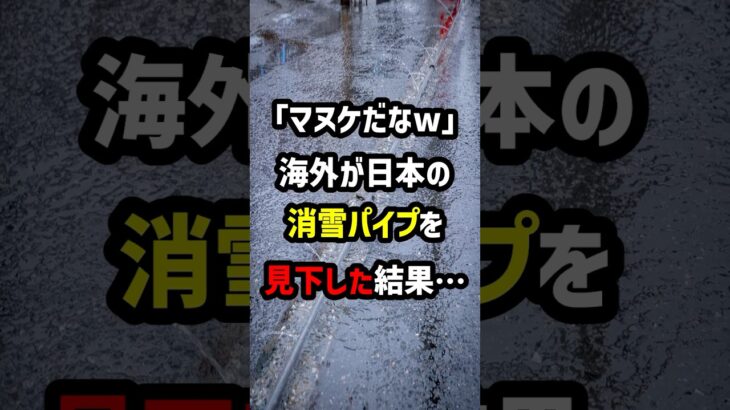 【マジかよ】「マヌケだなw」海外が日本の”消雪パイプ”を見下した結果…