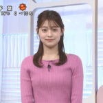 田﨑さくらアナ　ニットで胸元強調！！