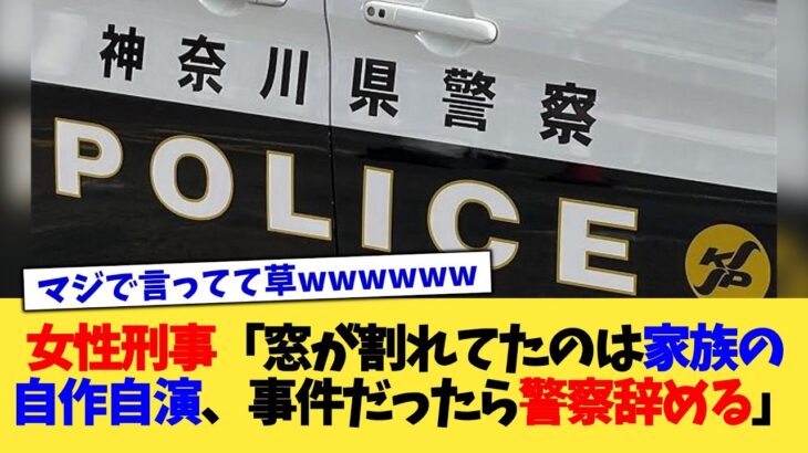 【衝撃】女性刑事「窓が割れてたのは家族の自作自演、事件だったら警察辞める」