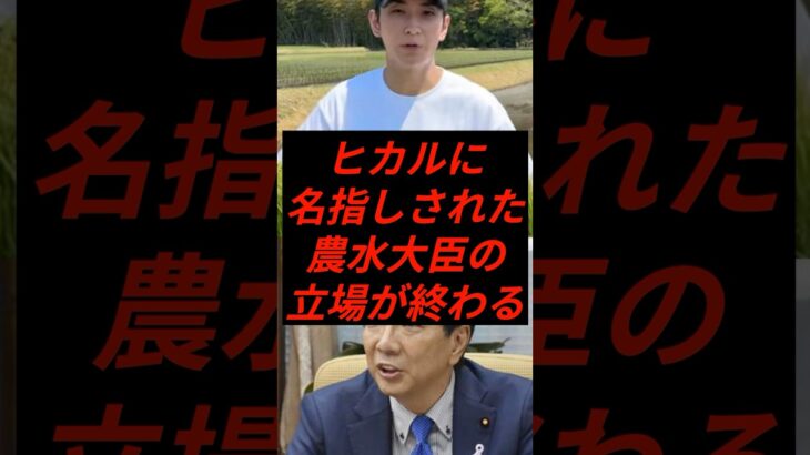 【仰天】ヒカルに名指しで批判された農水大臣の立場が終わる…