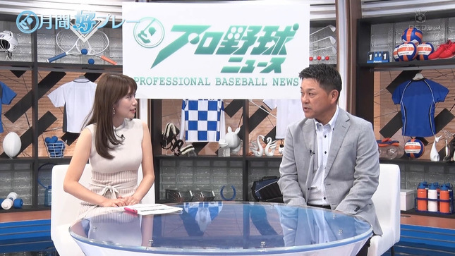 中川安奈アナ　ノースリニットで巨乳がくっきり！！