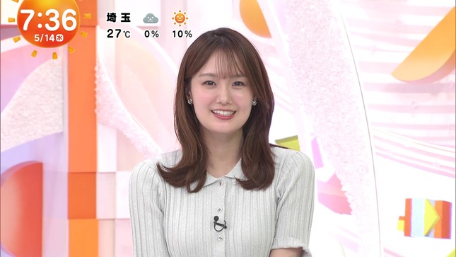 井上清華アナ　ニットで胸元強調！！