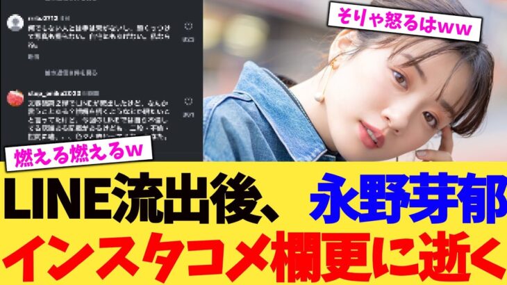【驚愕】LINE流出後、永野芽郁インスタコメ欄更に盛大に逝く。ファンブチギレ!!!