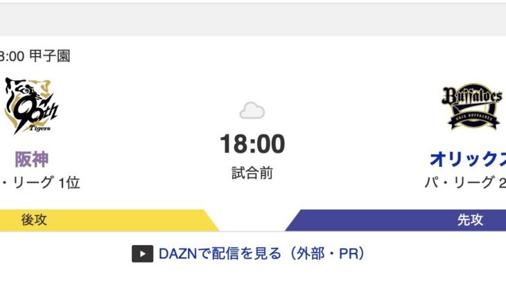 【虎実況】[6月7日] 阪神 vs オリックス 2回戦（甲子園）18:00～