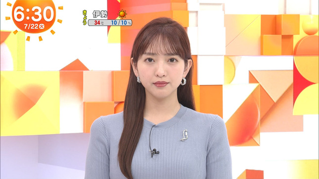 藤本万梨乃アナ　ニットの巨乳！！