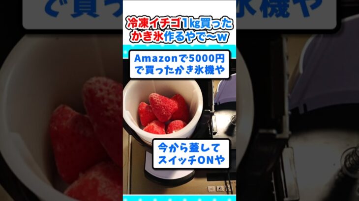 【驚愕】冷凍イチゴ1キロ買ったから、かき氷作るぞw