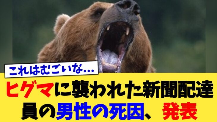 【衝撃】ヒグマに襲われた新聞配達員の男性の死因、発表