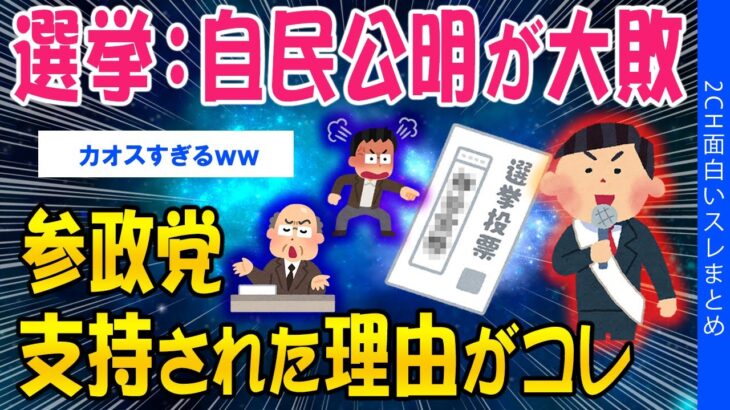 【衝撃】選挙:自民公明が大敗、参政党が支持された理由がコレ
