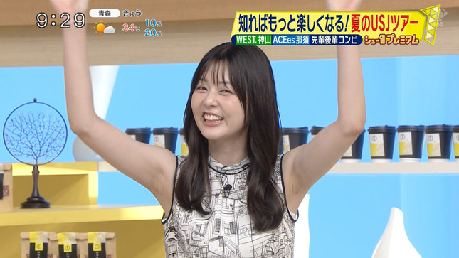佐藤梨那アナ　ノースリーブで脇全開ポーズ！！